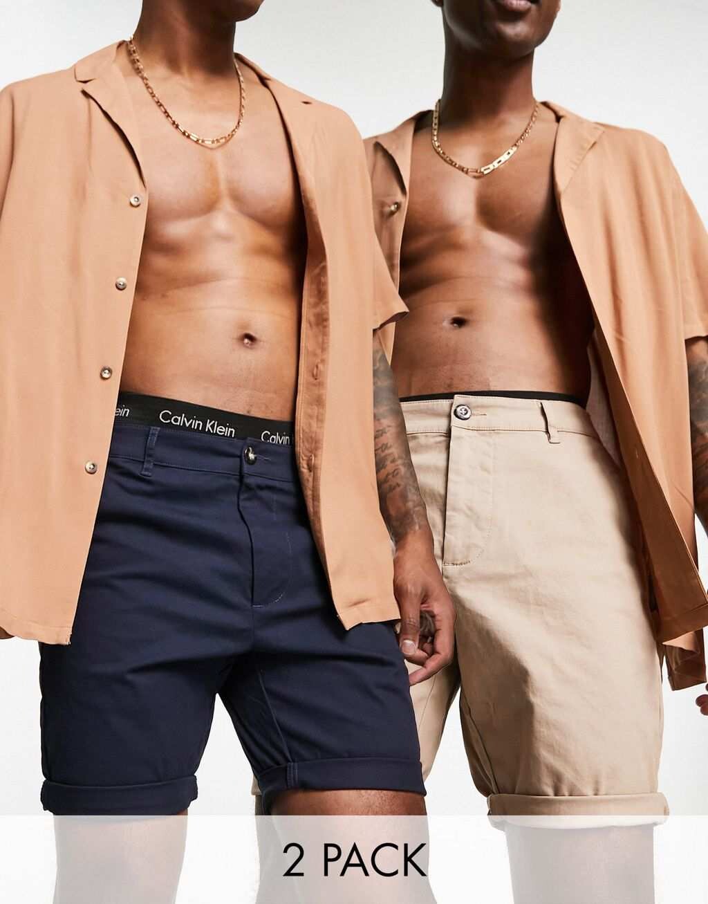 

Набор из двух шорт чинос скинни стандартной длины ASOS DESIGN