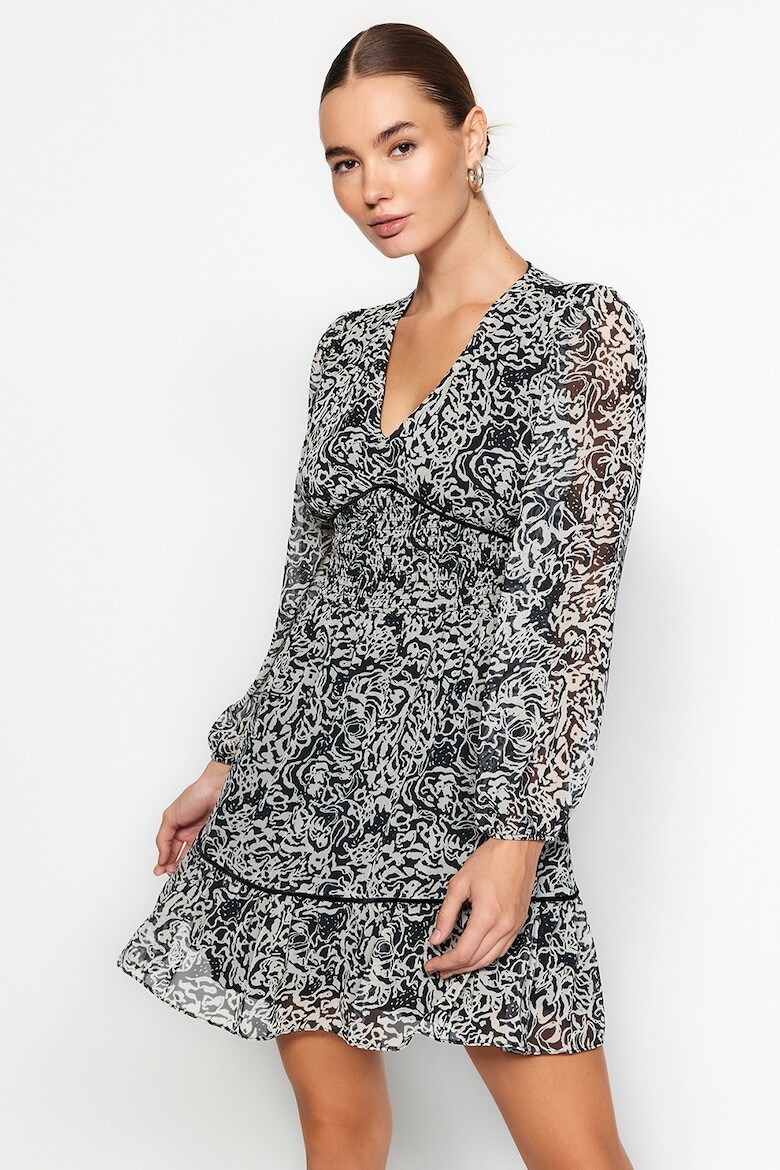 

Платье с принтом и эластичными вставками Trendyol, черный