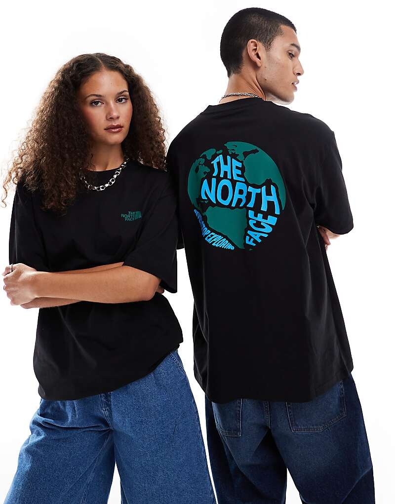 

Черная футболка оверсайз с принтом The North Face Globe на спине