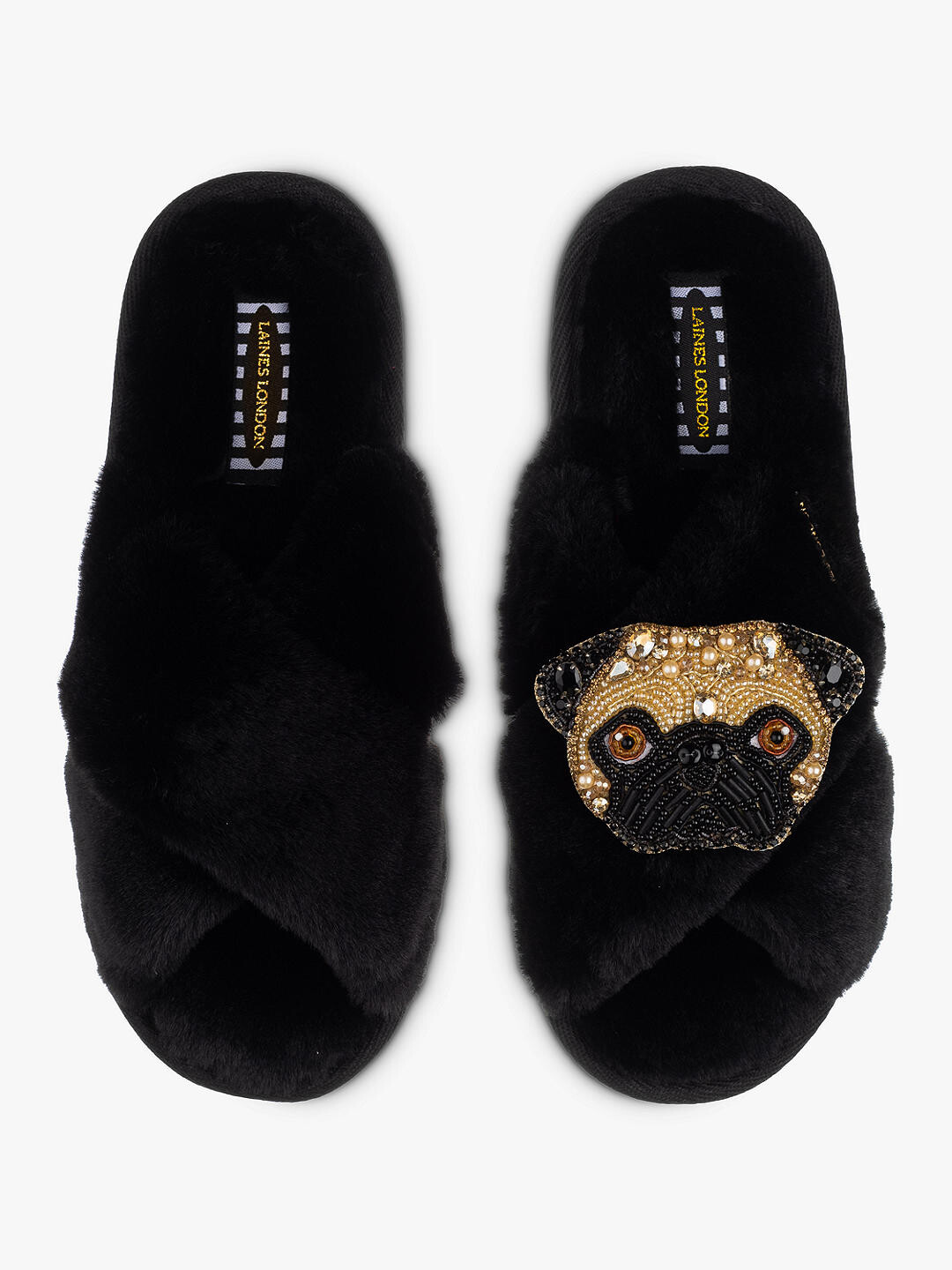 

Laines London Classic Frank Dog Тапочки из искусственного меха, черные