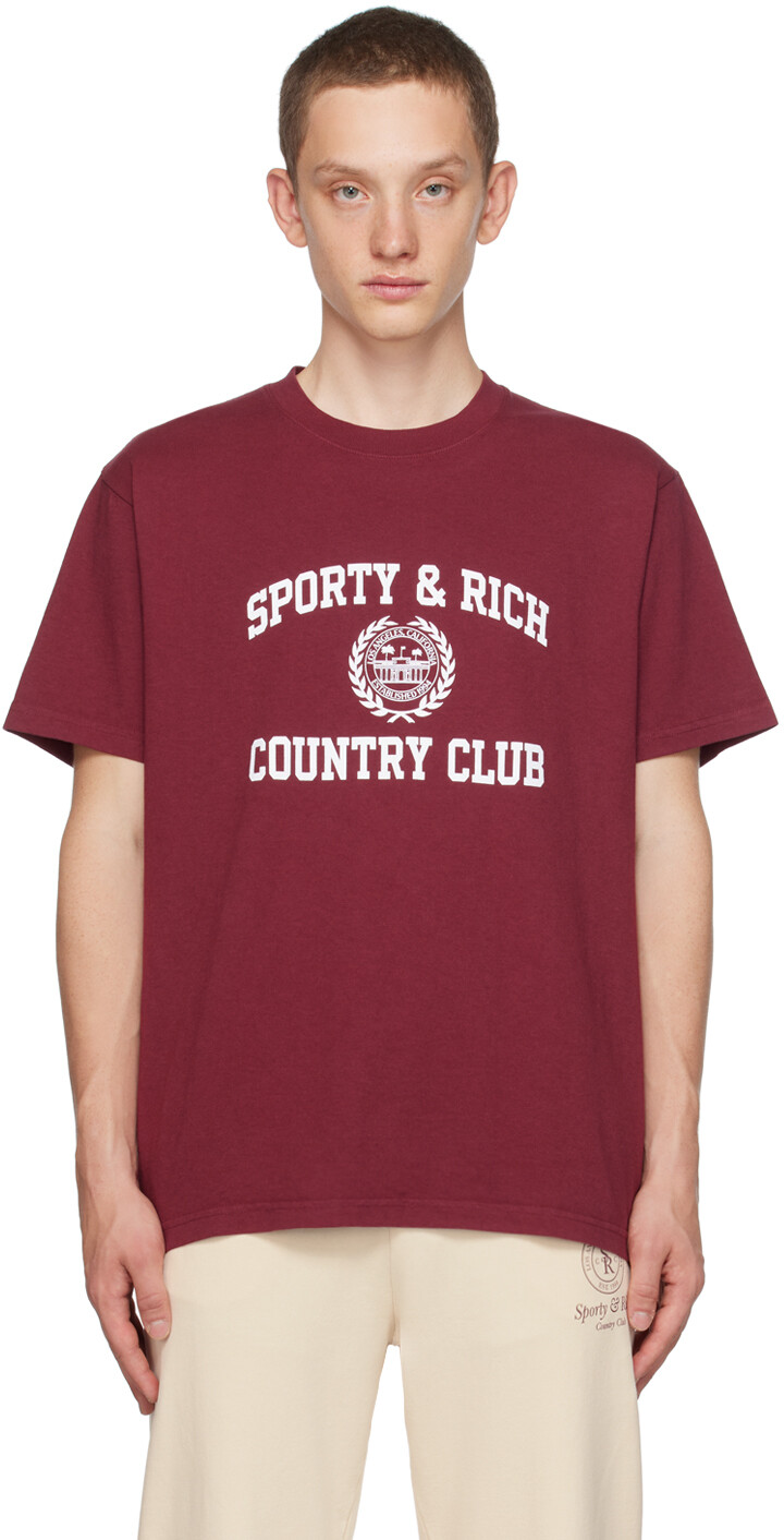 

Бордовая футболка Sporty & Rich Varsity с гербом, Красный
