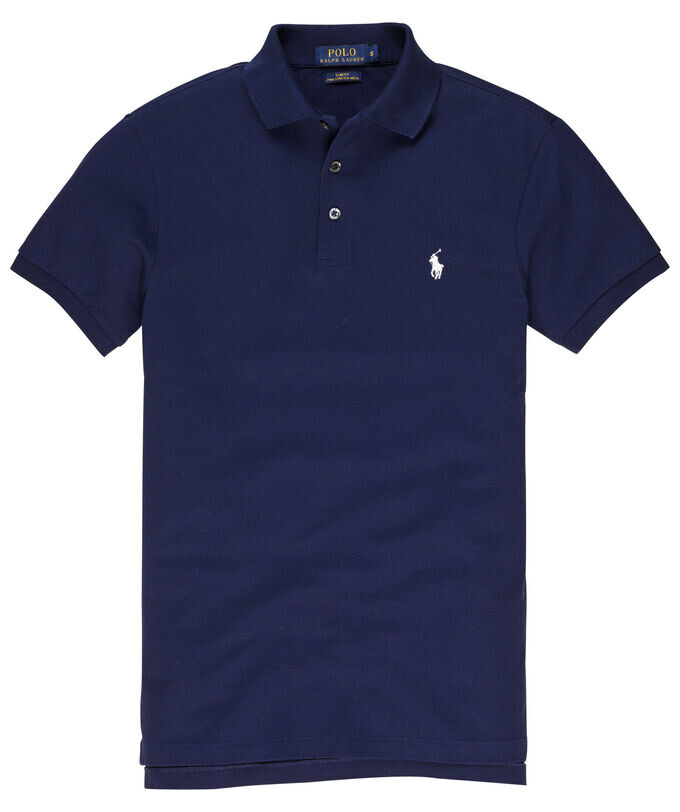 

Рубашка поло узкого кроя с короткими рукавами Polo Ralph Lauren, синий