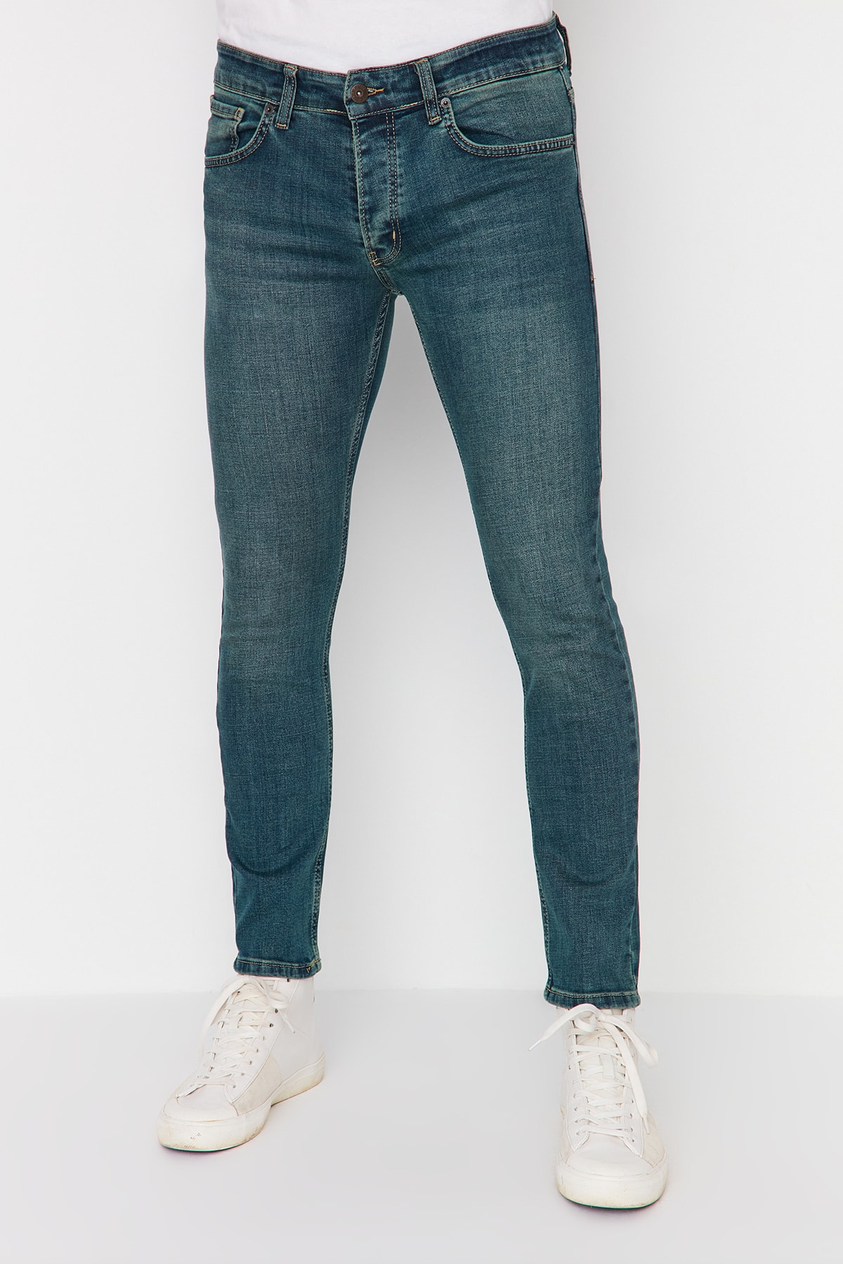 Джинсы Trendyol скинни, синий джинсы скинни размер 42 синий