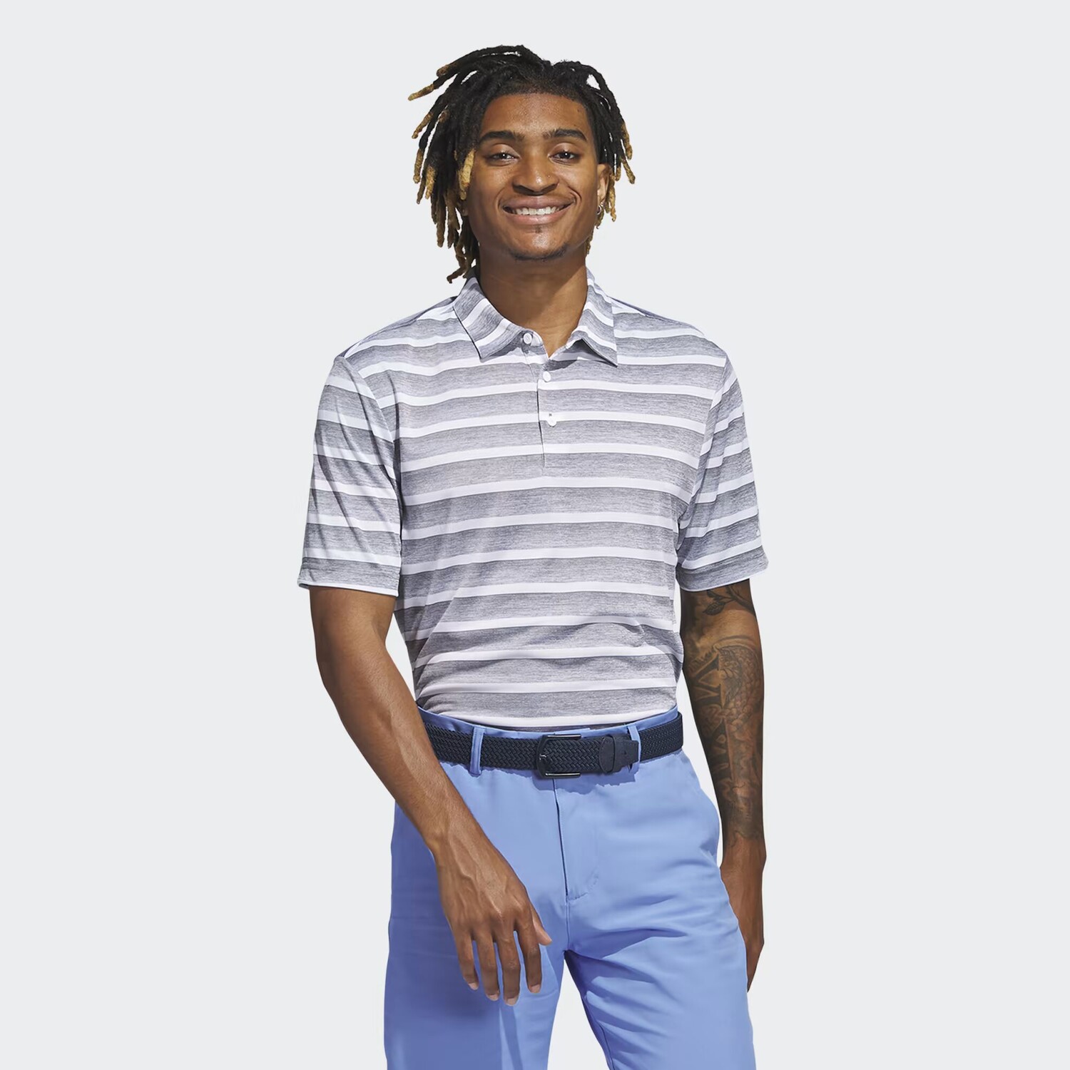 

Рубашка поло в двухцветную полоску Adidas, Grey Three/White