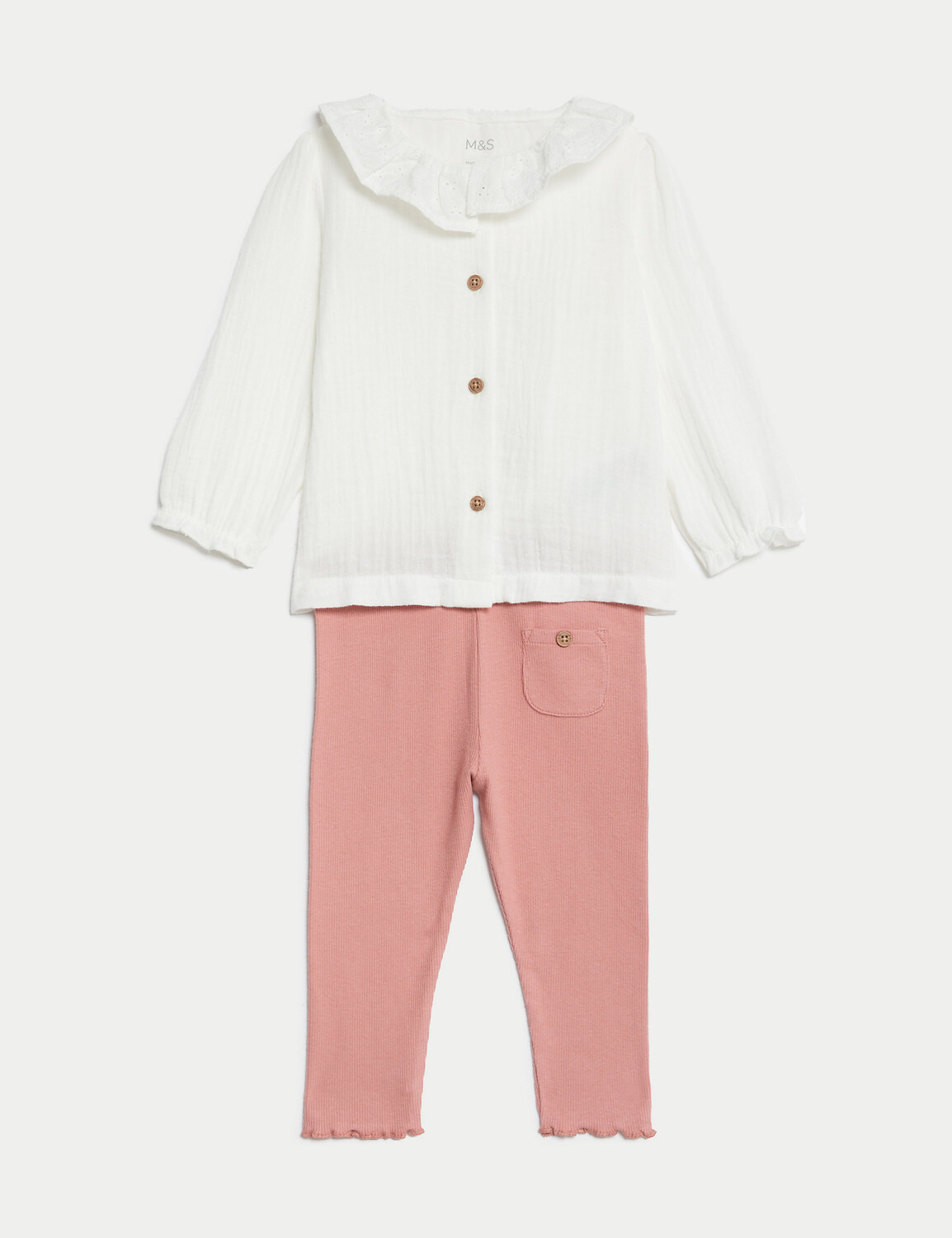 

Комплект из 2 предметов из хлопка (0–3 года) Marks & Spencer, розовый микс
