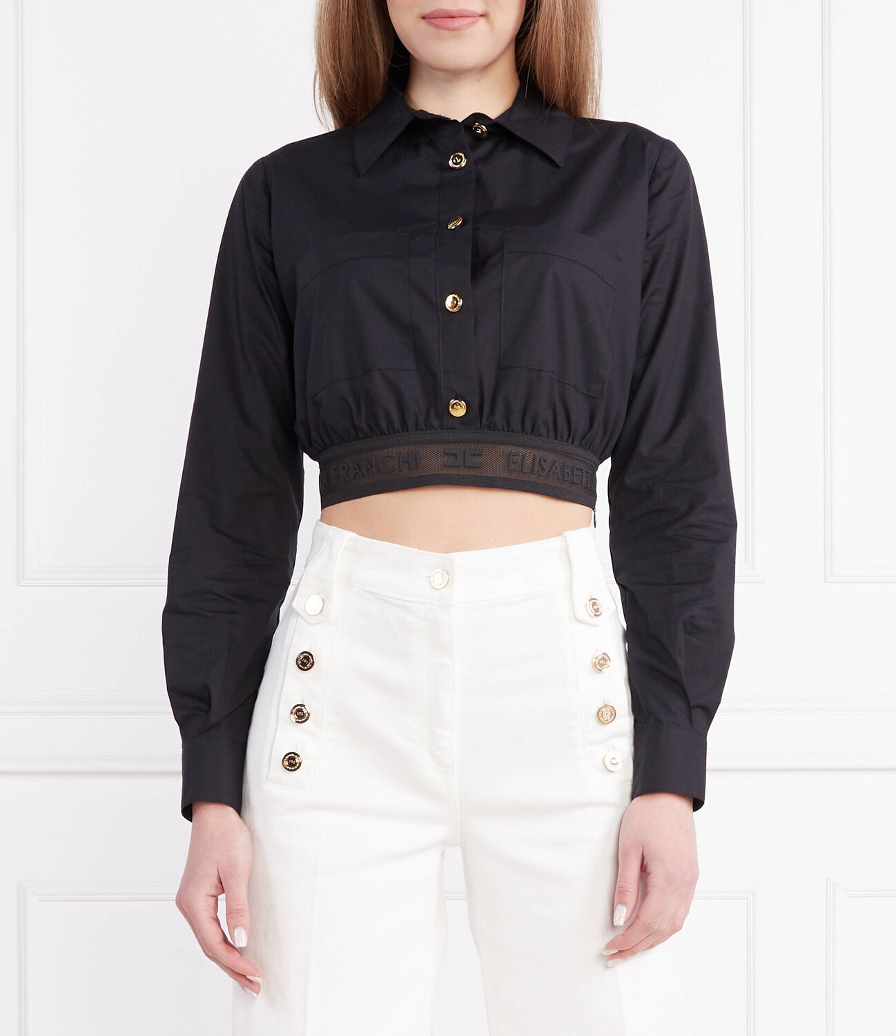 

Рубашка Elisabetta Franchi Cropped Fit, черный