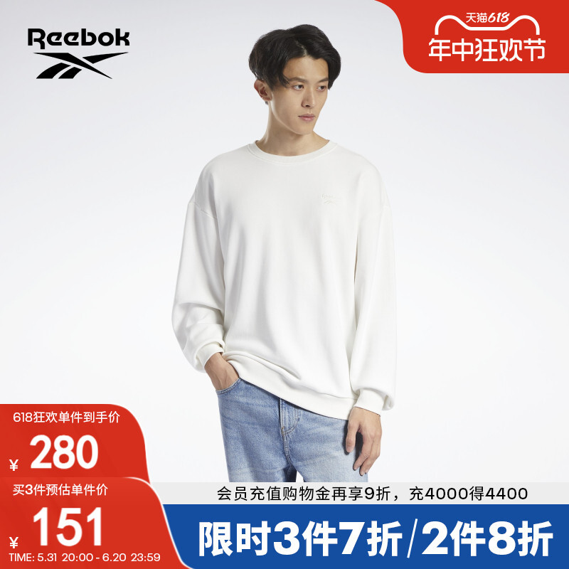 

Толстовка унисекс Reebok Swt с круглым вырезом, розовый / белый