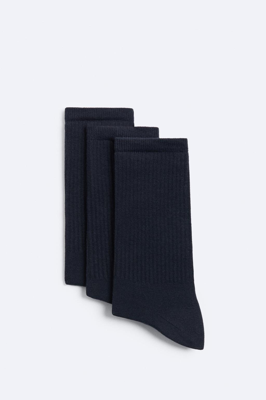 цена Набор из 3 носков в ребруску ZARA, темно-синий