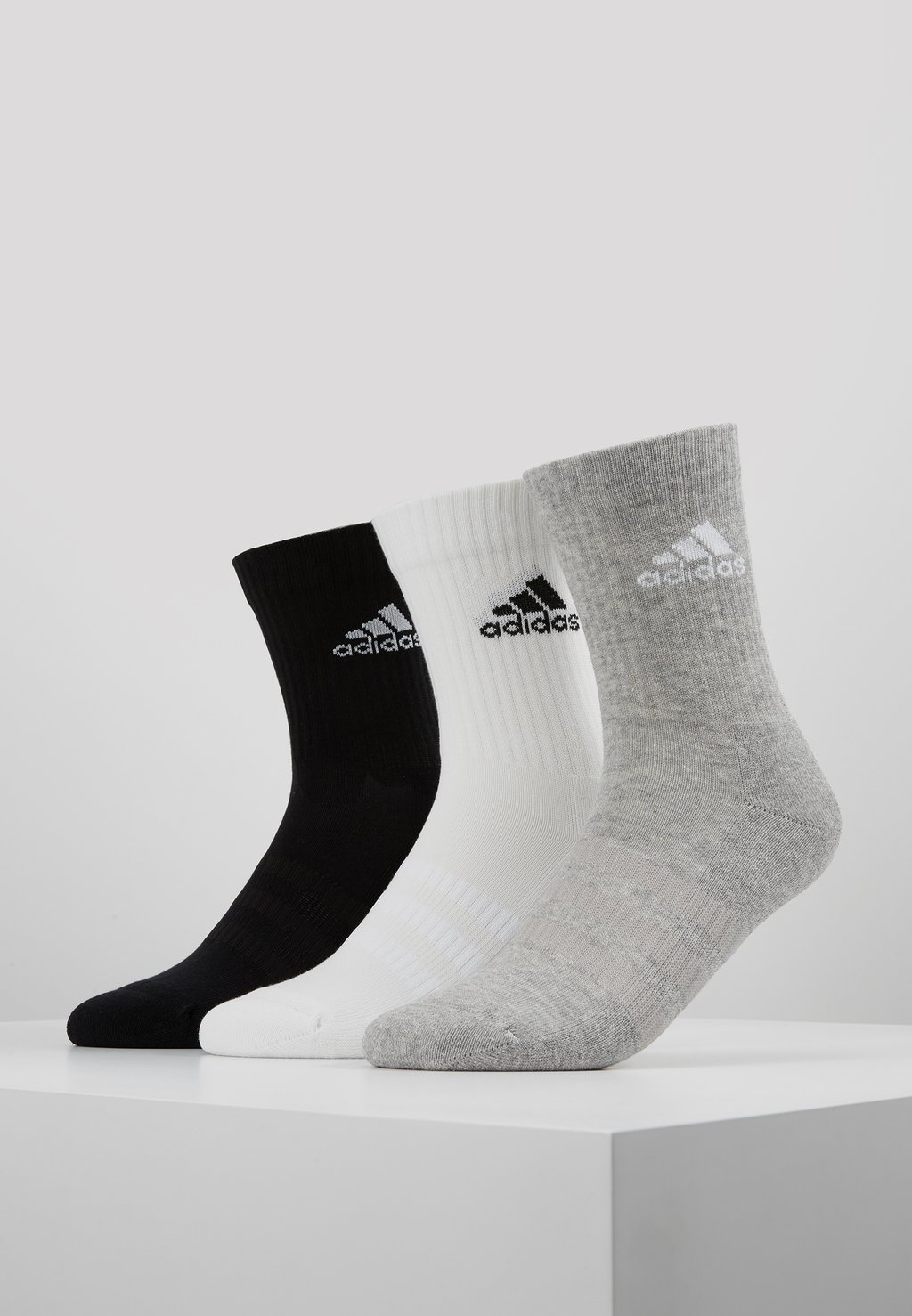 спортивные носки cush sock unisex adidas цвет white black Спортивные носки Cush 3 Pack Unisex Adidas, цвет medium grey heather/black