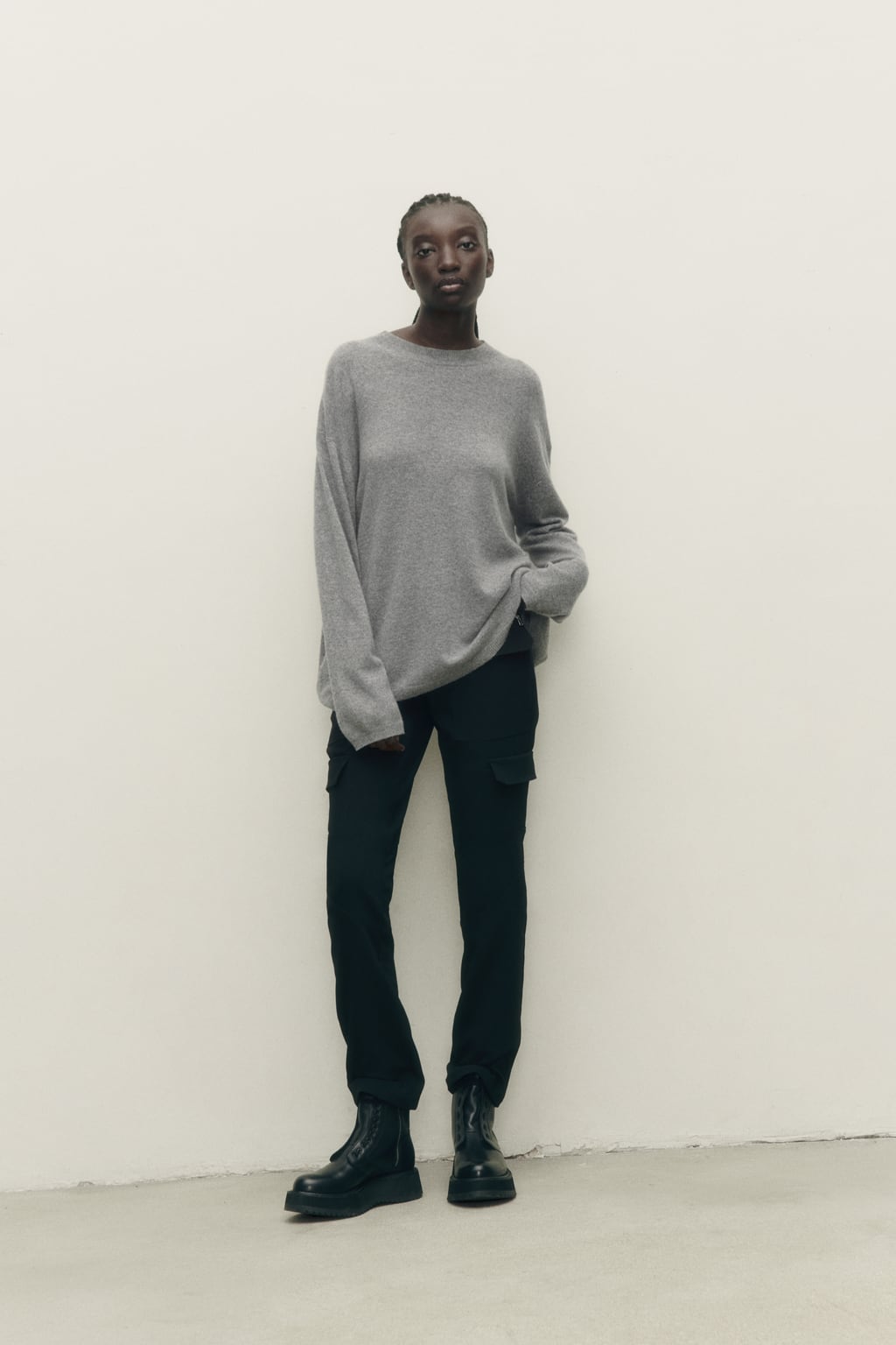 

Вязаный кардиган на пуговицах ZARA, серый
