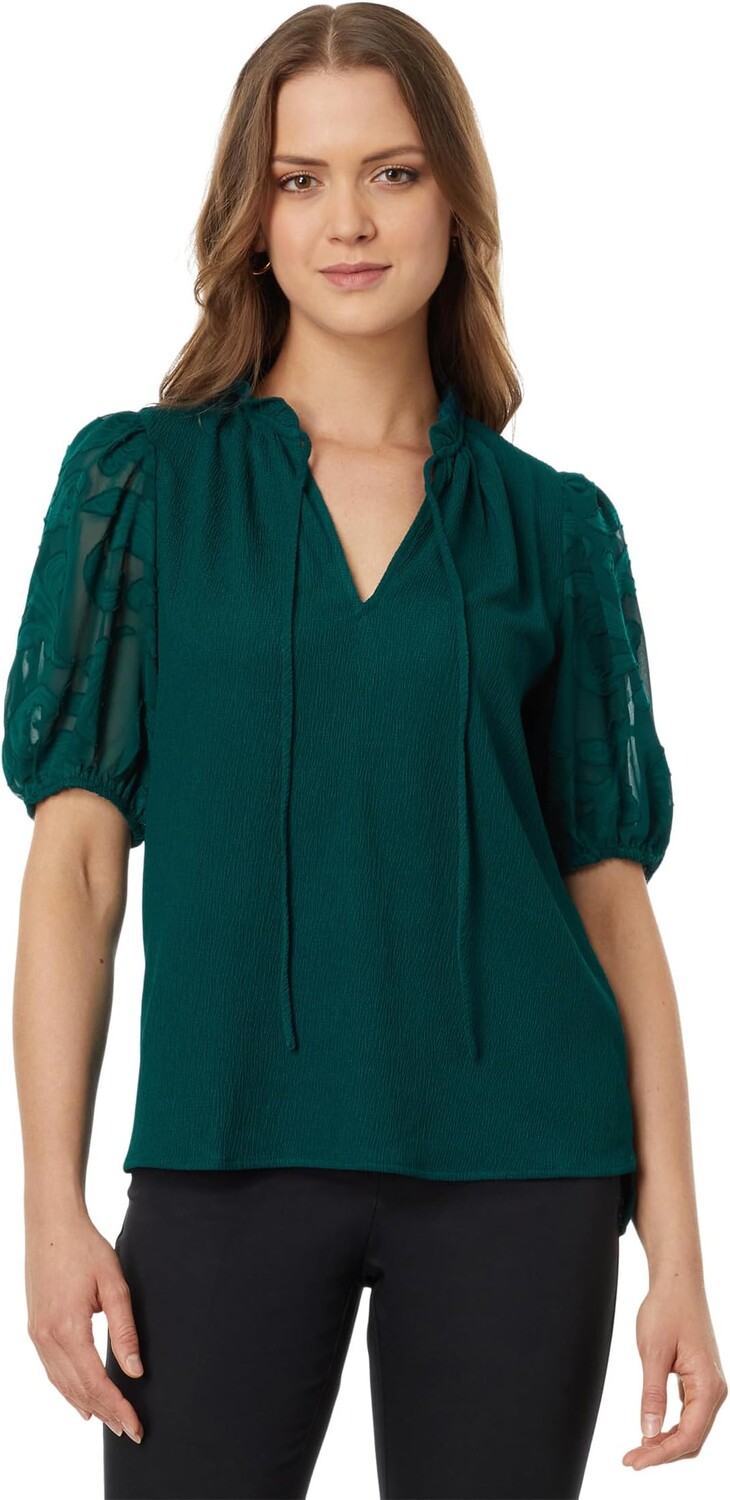 

Топ с короткими рукавами-фонариками Vince Camuto, цвет Deep Emerald