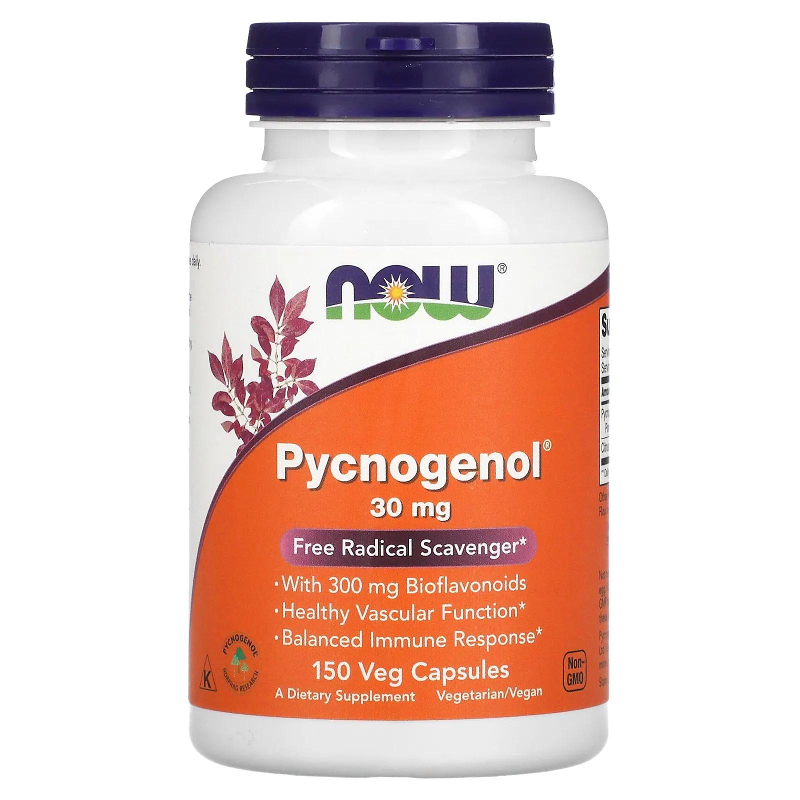 Now Foods Пикногенол 30 мг 150 капсул swanson пикногенол суперсила 150 мг 30 растительных капсул