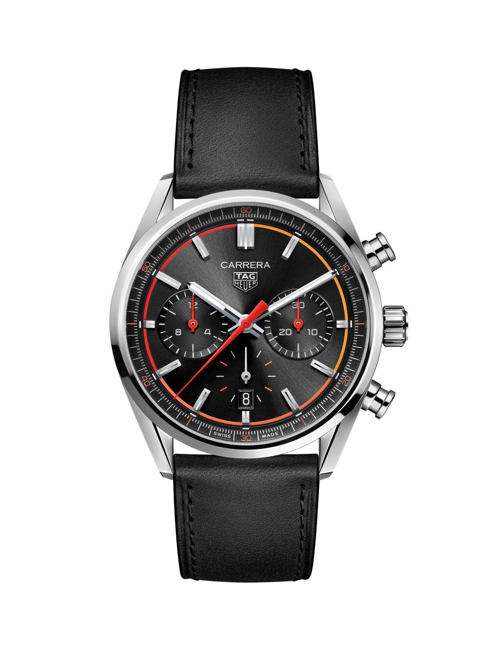 

Часы-хронограф Carrera из нержавеющей стали и кожи TAG Heuer, черный