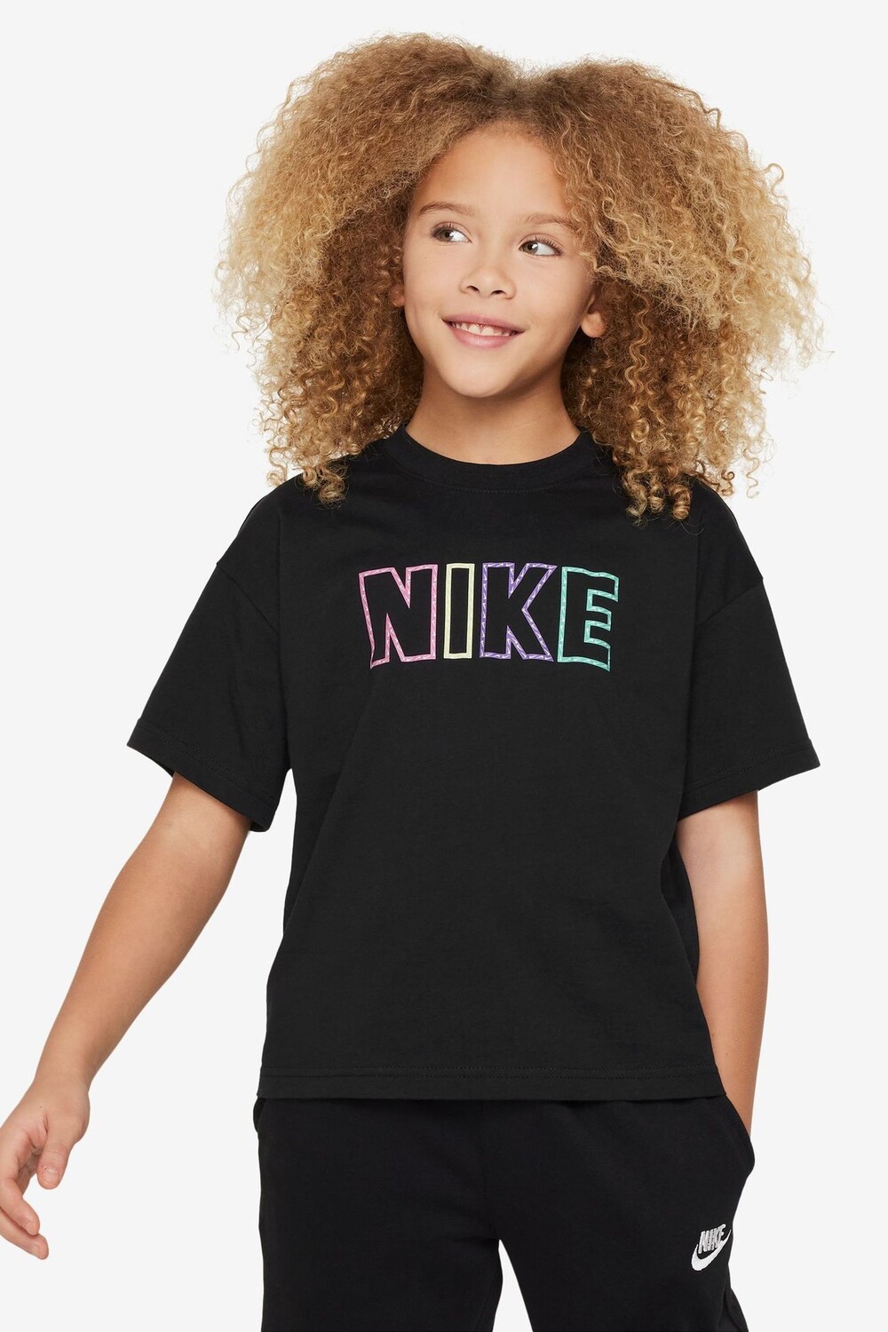 

Футболка из 100% хлопка с разноцветным логотипом Nike, черный