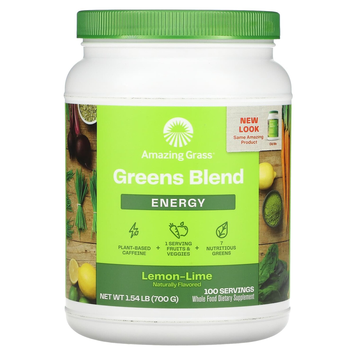 

Green Superfood для повышения уровня энергии, лимон и лайм, 700 г (1,5 фунта), Amazing Grass