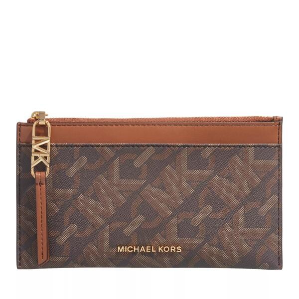 

Кошелек large zip card case brown Michael Michael Kors, коричневый