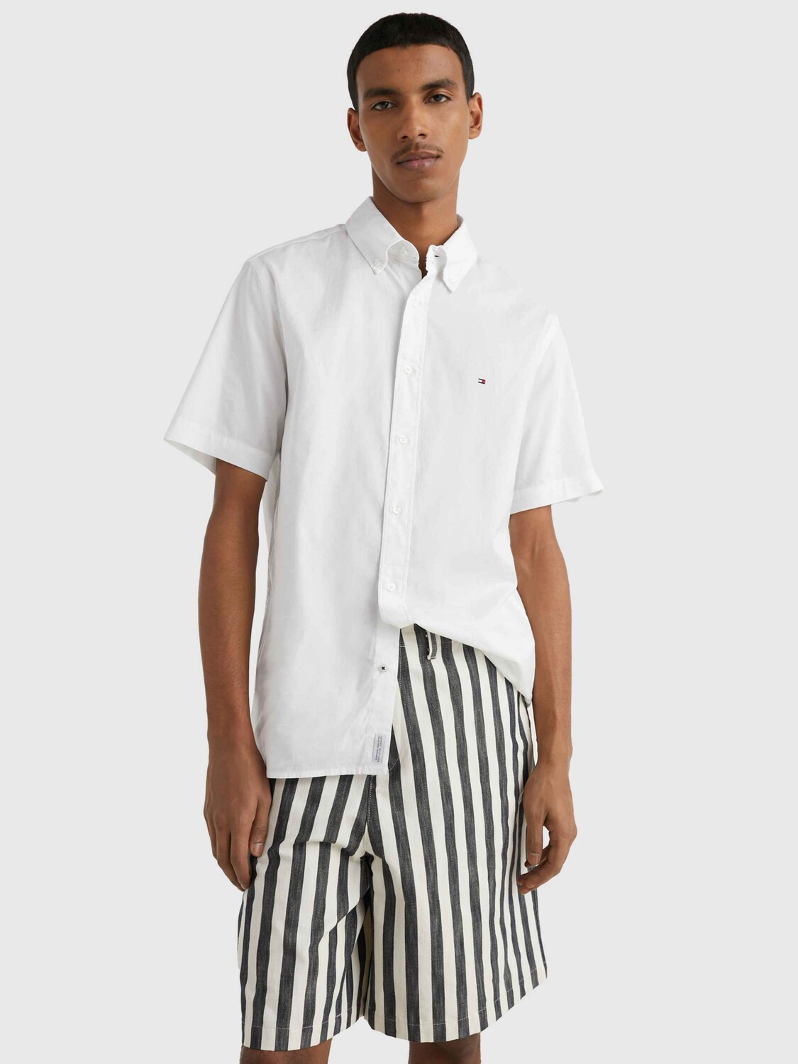 

Поплиновая рубашка с коротким рукавом Tommy Hilfiger, белая