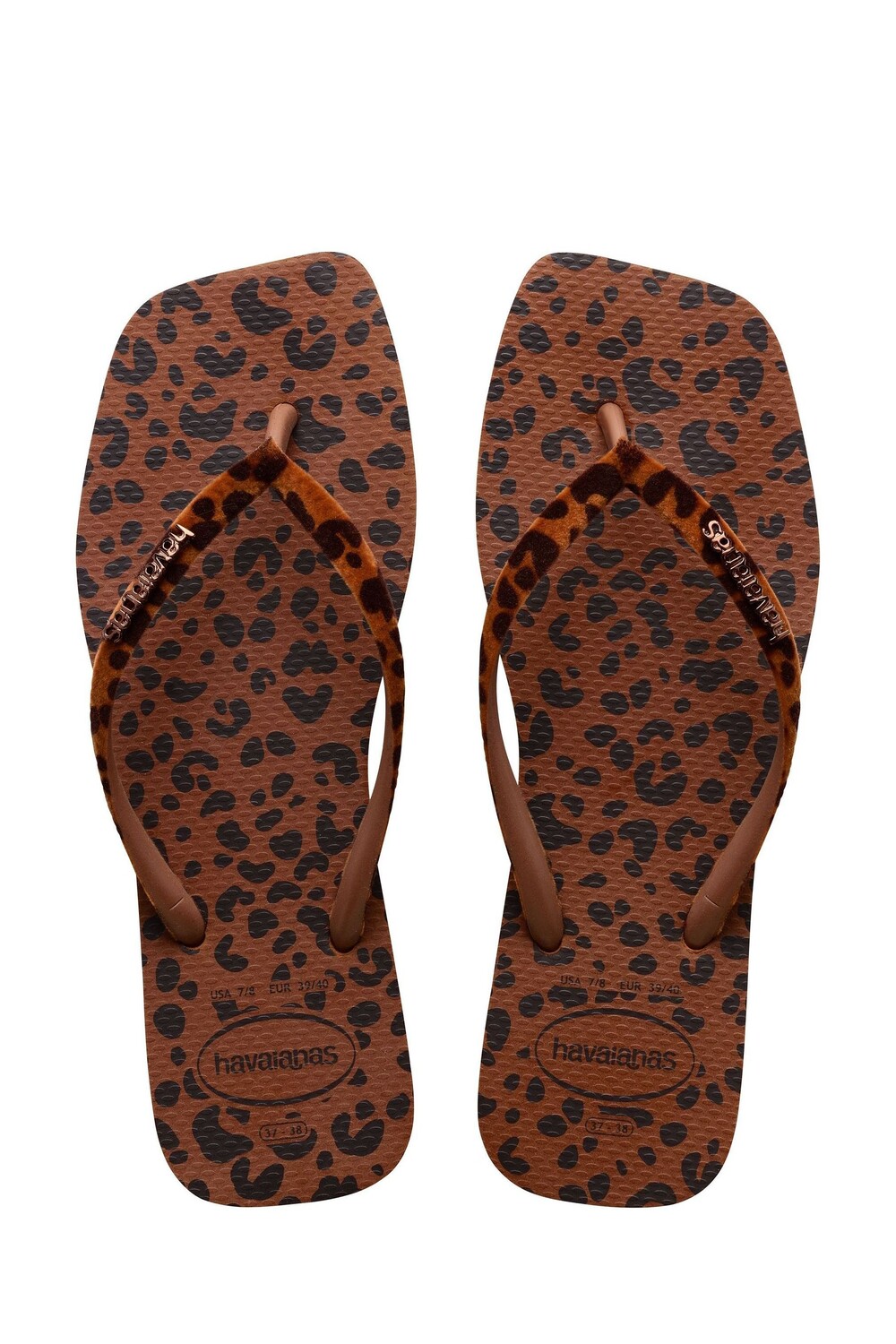 

Бархатные босоножки с квадратными ремешками Havaianas, коричневый