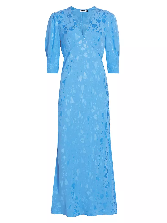 Платье Zadie с V-образным вырезом и листьями Rixo, цвет blue leaf jacquard скатерть zara home jacquard leaf белый