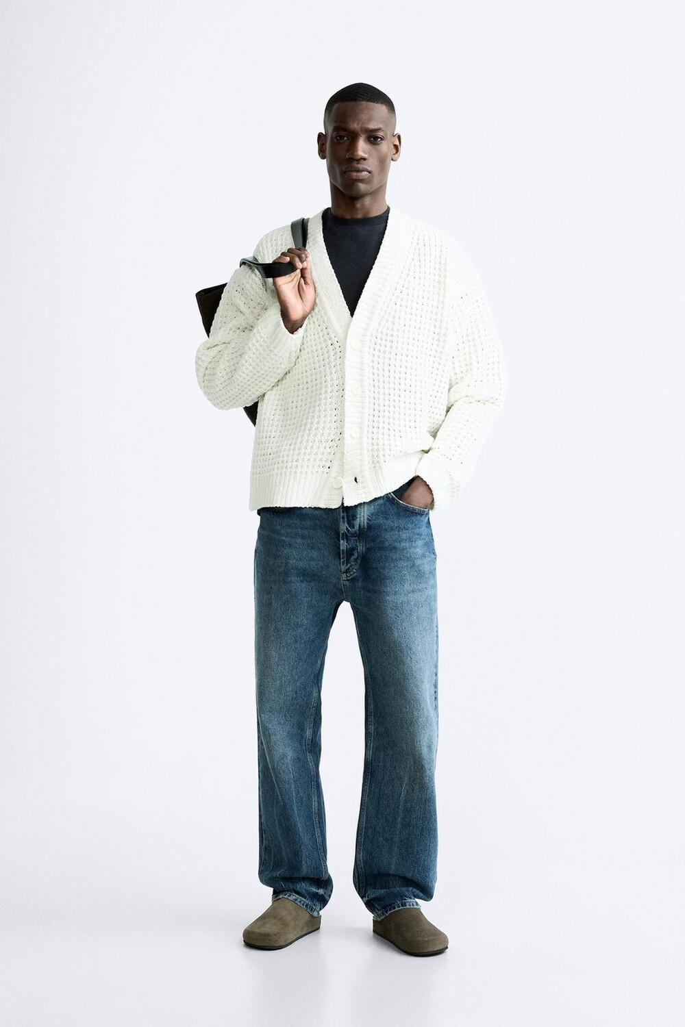 

Текстурированный кардиган ZARA, белый
