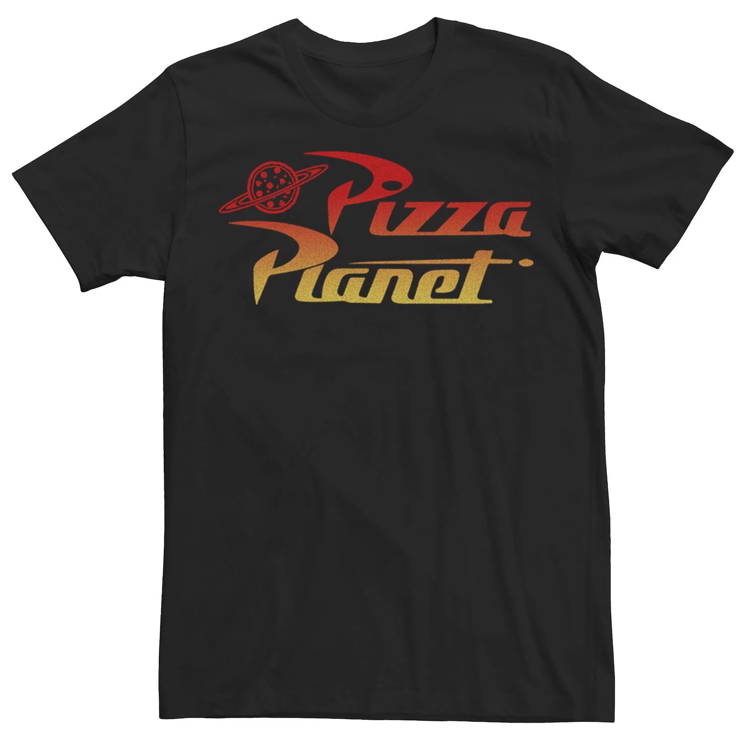 Мужская футболка с градиентным логотипом Disney/Pixar «История игрушек Пицца Планета» Disney / Pixar, черный женская футболка планета пицца l черный