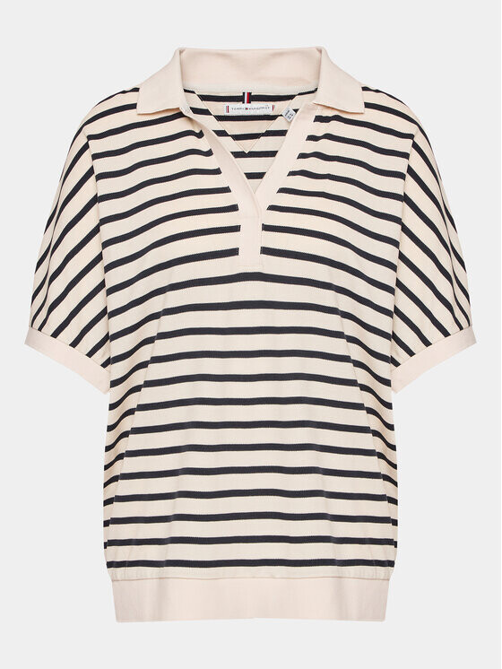 

Рубашка-поло свободного кроя Tommy Hilfiger Curve, экрю