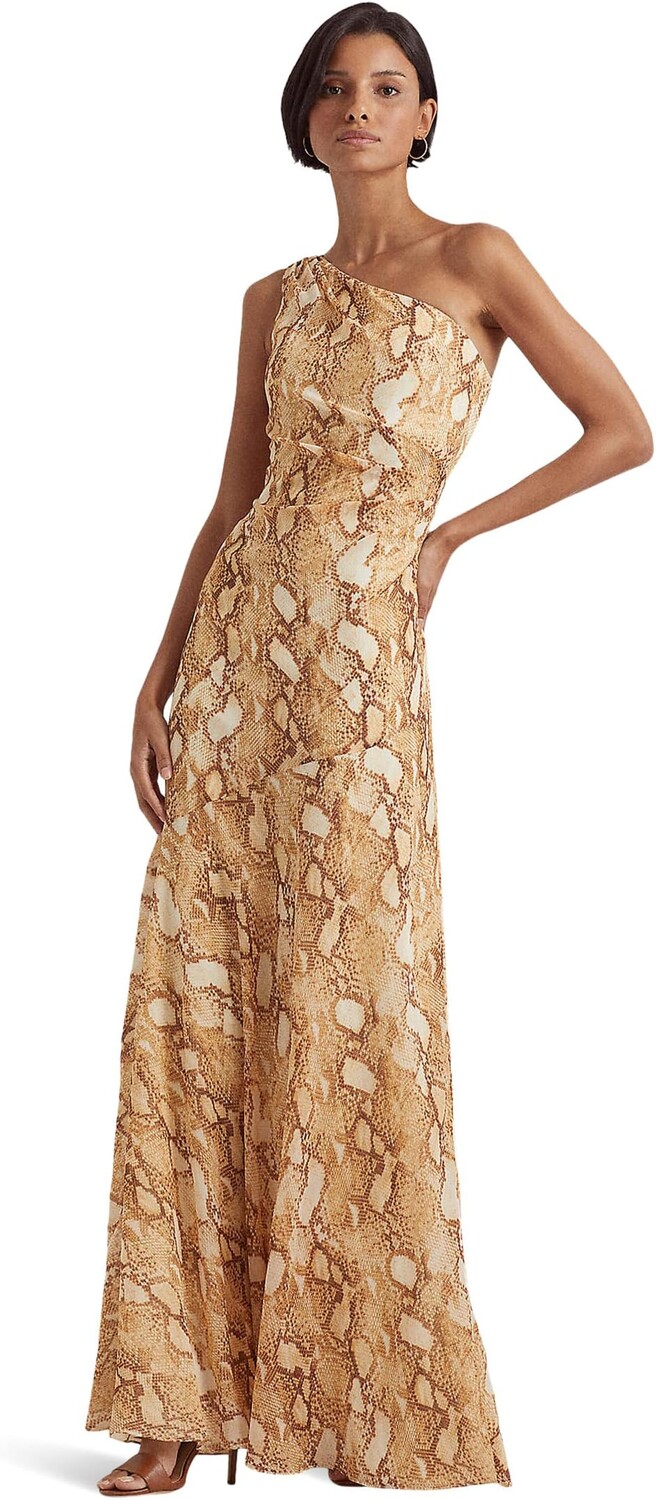 

Платье на одно плечо с принтом Georgette LAUREN Ralph Lauren, цвет Cream Multi