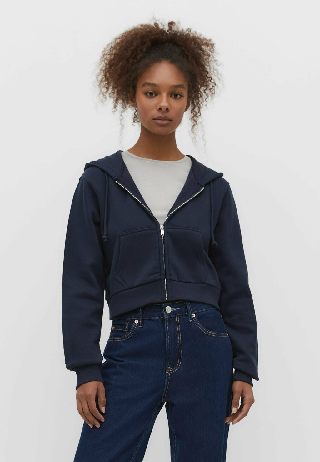 

Толстовка на молнии Cropped Stradivarius, цвет dark blue