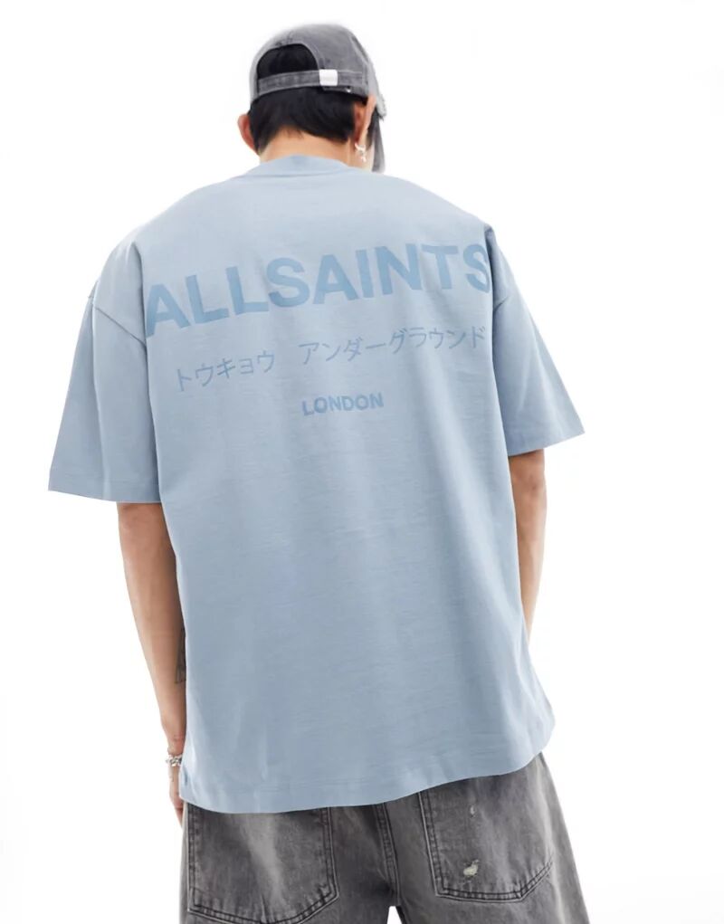 Синяя футболка оверсайз AllSaints Underground