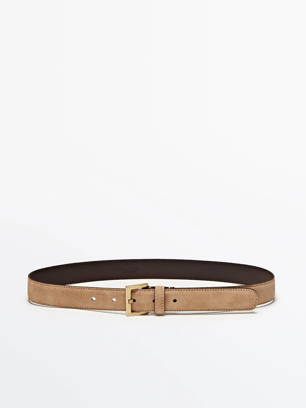 

Ремень из замши с прошивкой Massimo Dutti, песочный