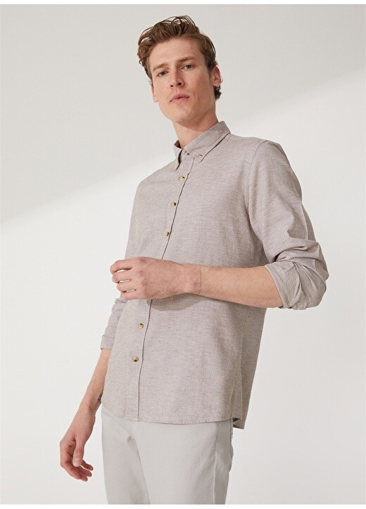 

Мужская рубашка из норки Slim Fit с воротником на пуговицах Altınyıldız Classic