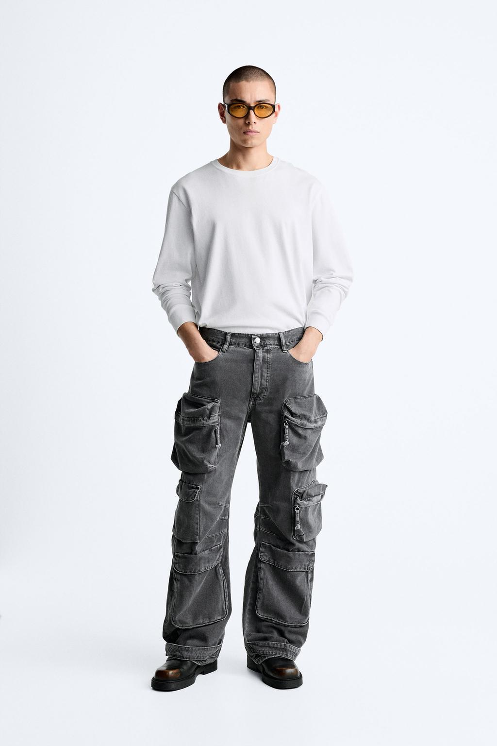 Удобные джинсы с карманами ZARA, серый