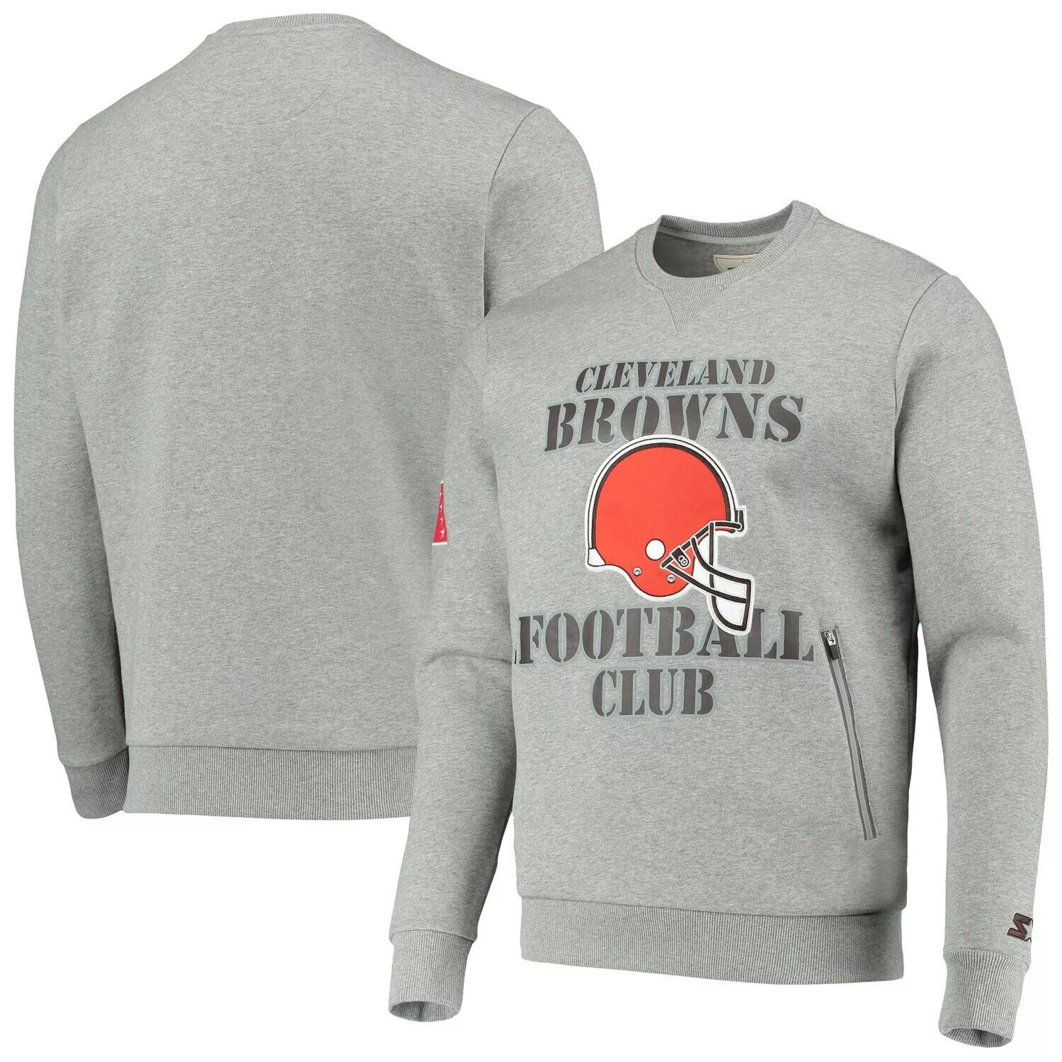

Мужской серый пуловер с капюшоном Cleveland Browns Locker Room Throwback End Zone Starter