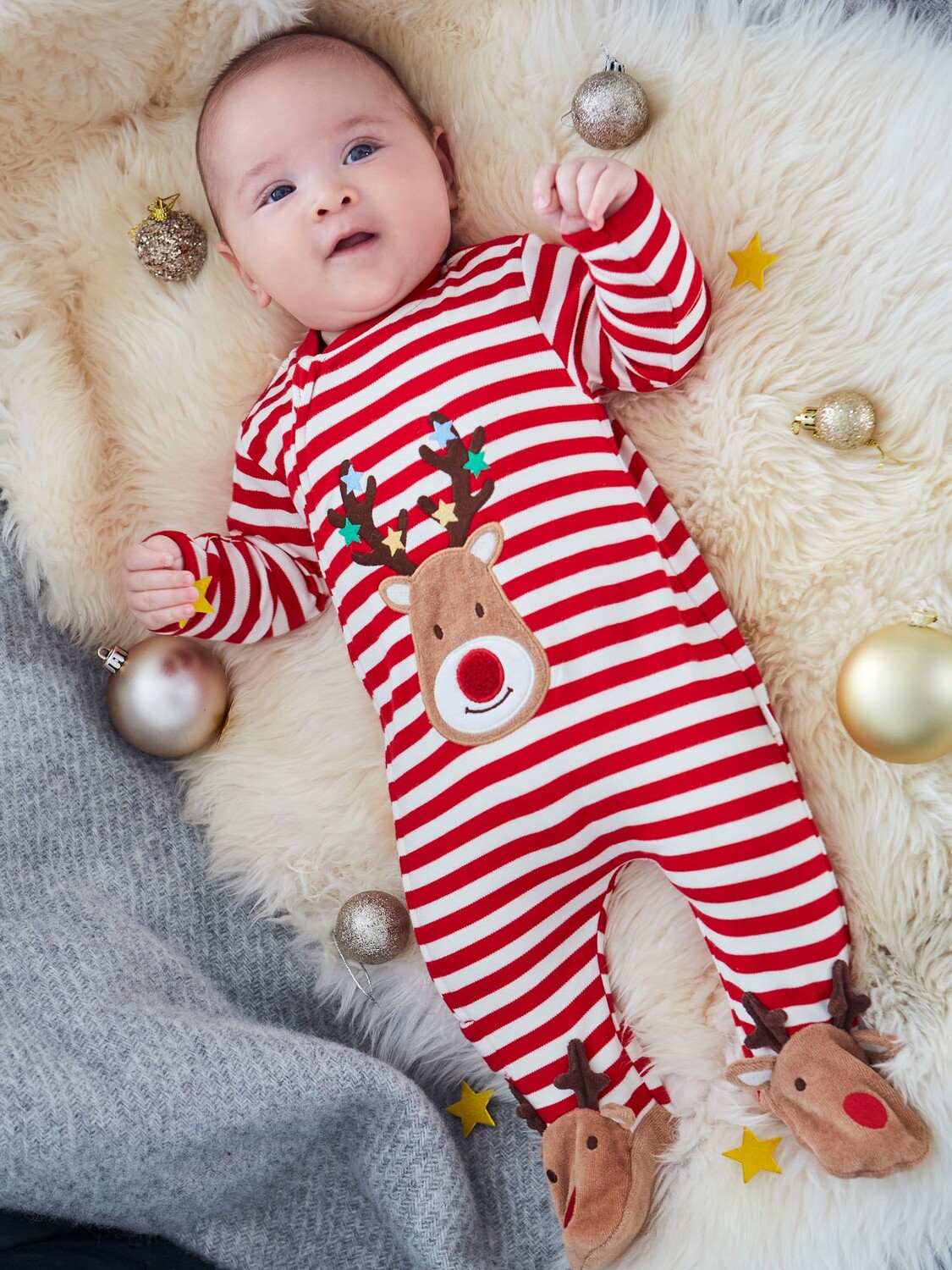 

Комбинезон для сна с аппликацией в виде оленей Baby JoJo Maman Bébé, красный