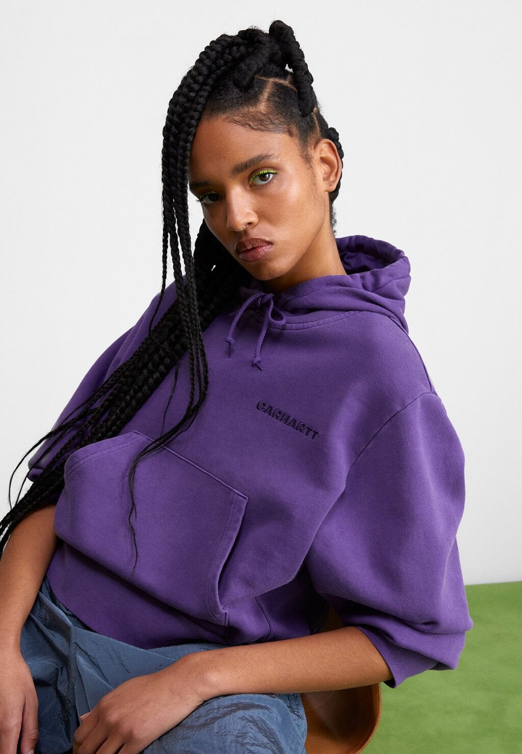 

Толстовка Carhartt WIP Hooded Akron, фиолетовый