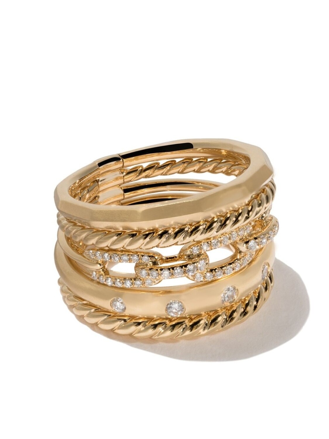 

Кольцо Stax Five Row из желтого золота с бриллиантами David Yurman, золотой