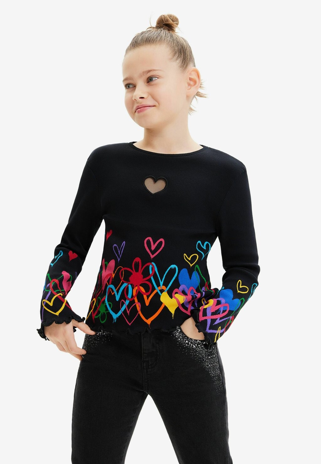 

Футболка с длинным рукавом Cut-Out Heart Desigual, черный