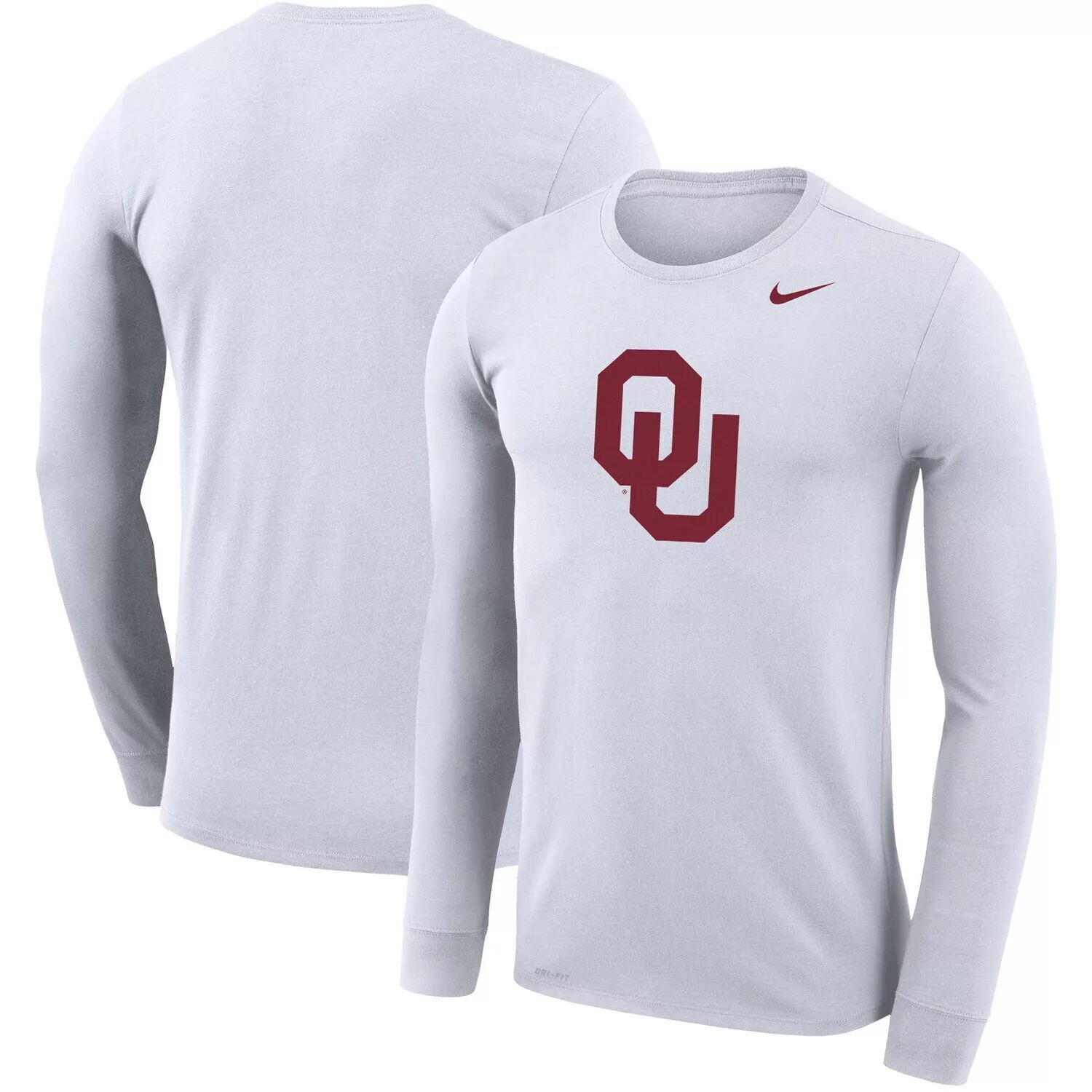 

Мужская белая футболка с длинными рукавами и логотипом Oklahoma owners School Legend Performance Nike, Белый