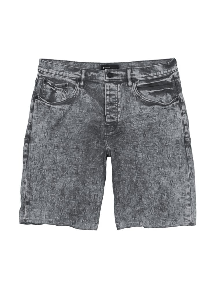 

Жаккардовые джинсовые шорты с монограммой Purple Brand, цвет Light Grey