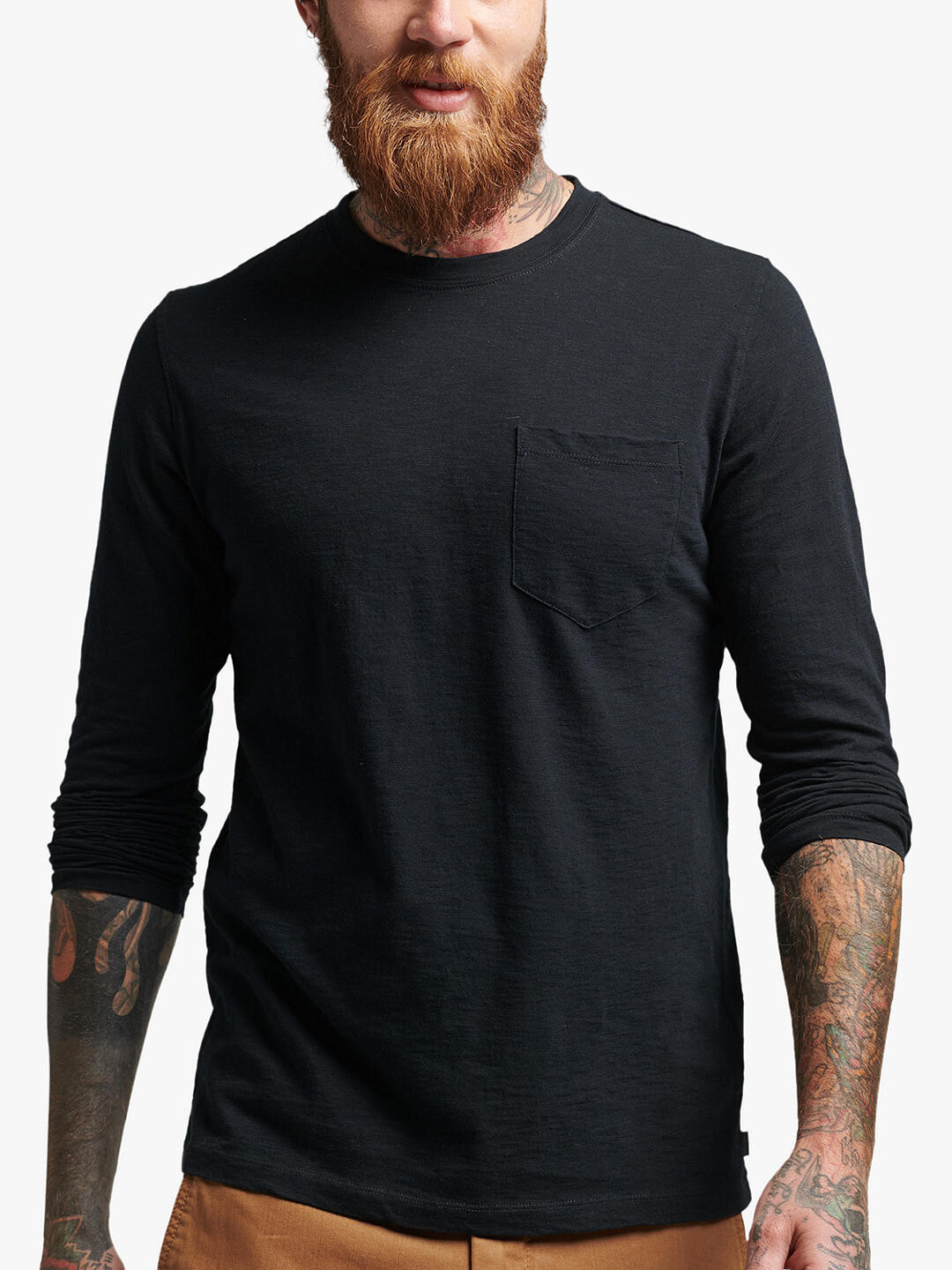 

Футболка с длинным рукавом Superdry Slub, черная, Черный