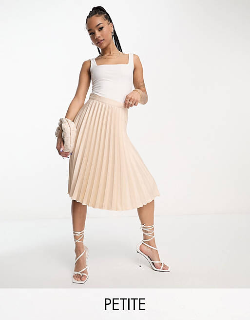 

Кремовая плиссированная юбка миди Closet London Petite