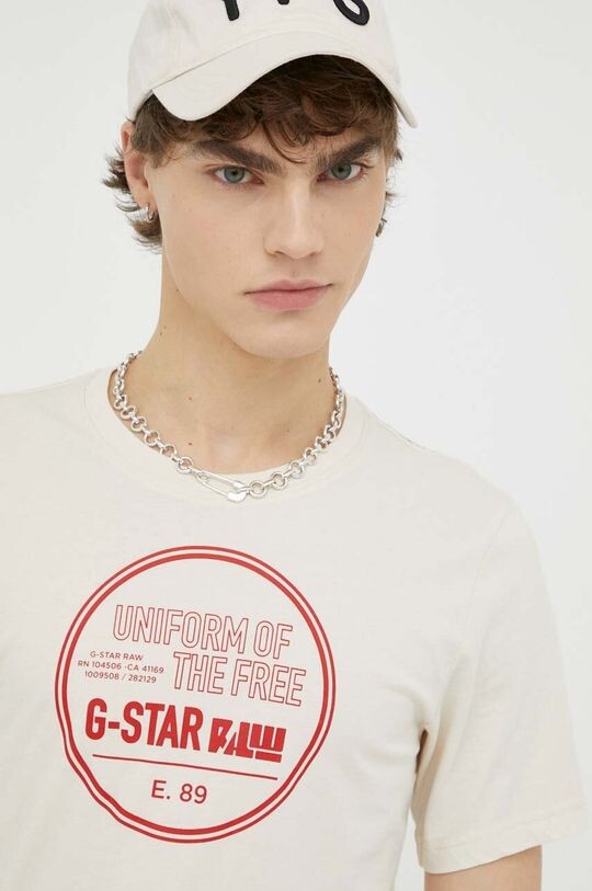 

Футболка G-Star из необработанного хлопка G-Star Raw, бежевый