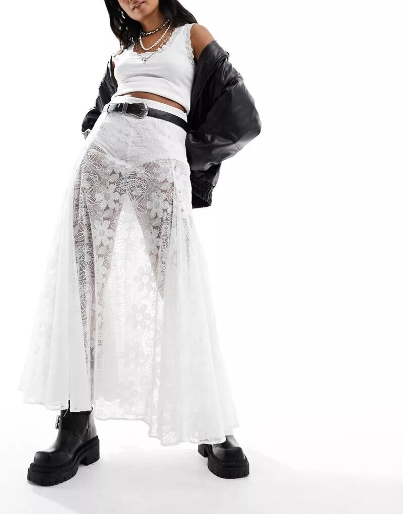 

Розовая кружевная юбка макси в стиле бохо Free People