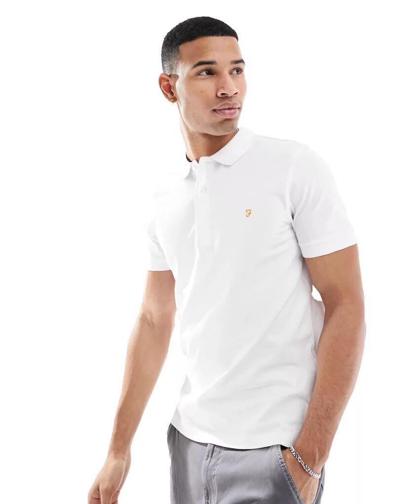 Белая рубашка-поло с короткими рукавами Farah Blanes
