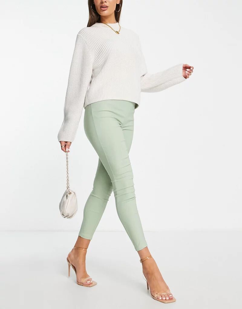 Зеленые узкие брюки с завышенной талией ASOS