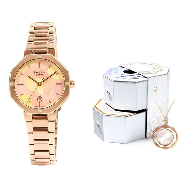 

Часы CASIO SHEEN Limited Box Crossover Octagon Multi-Color Minimalistic Exquisite Watch Analog, мультиколор