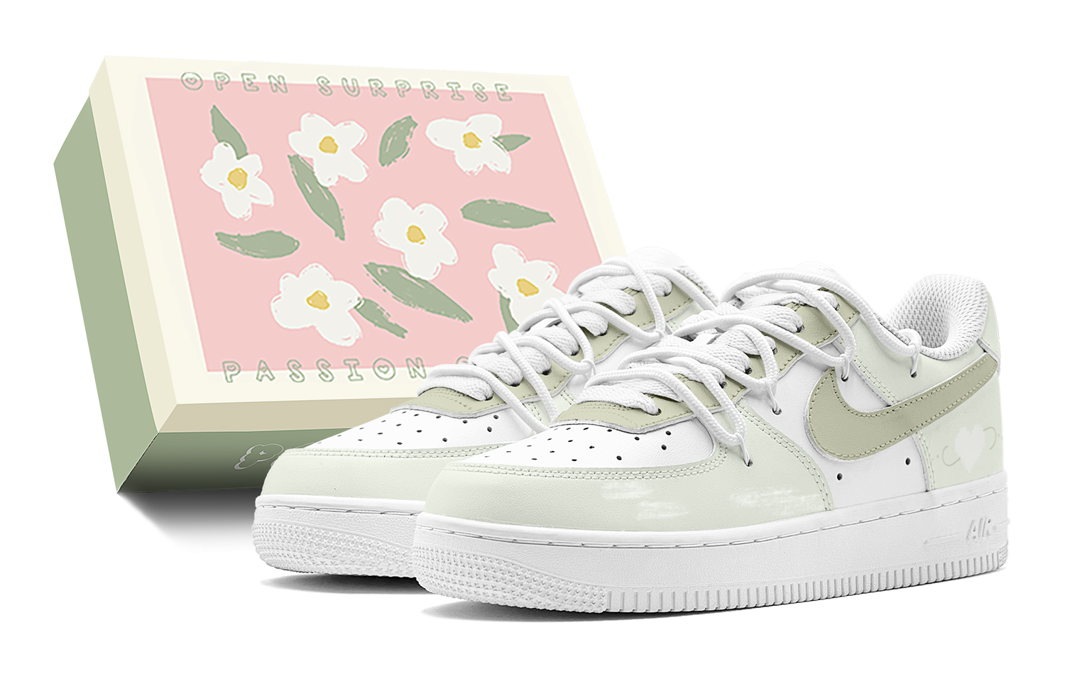 

Кроссовки Nike Air Force 1 Skateboarding Shoes Women's Low-top White, цвет Matcha