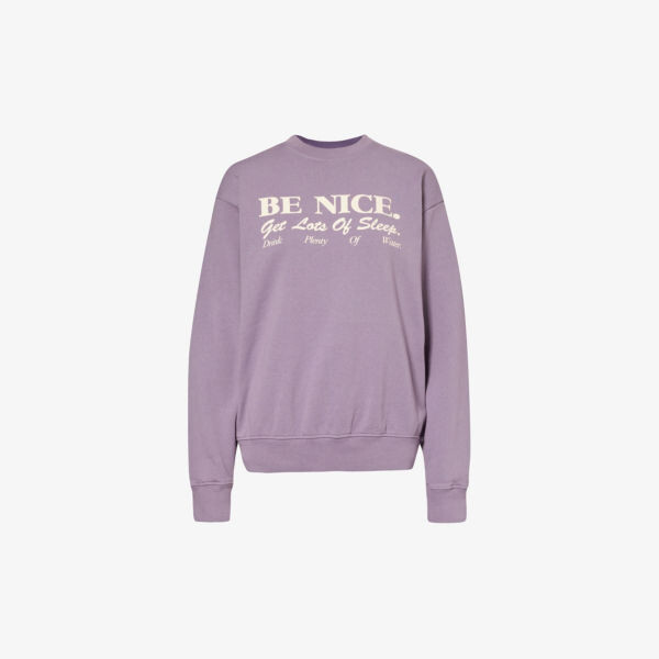 

Толстовка из хлопкового джерси с принтом Be Nice Sporty & Rich, цвет eggplant