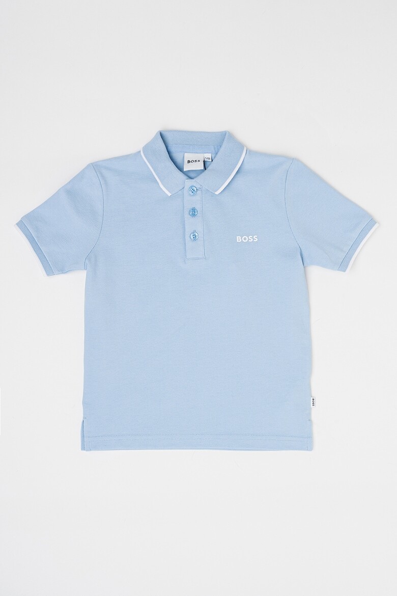 

Хлопковая футболка с воротником Boss Kidswear, синий