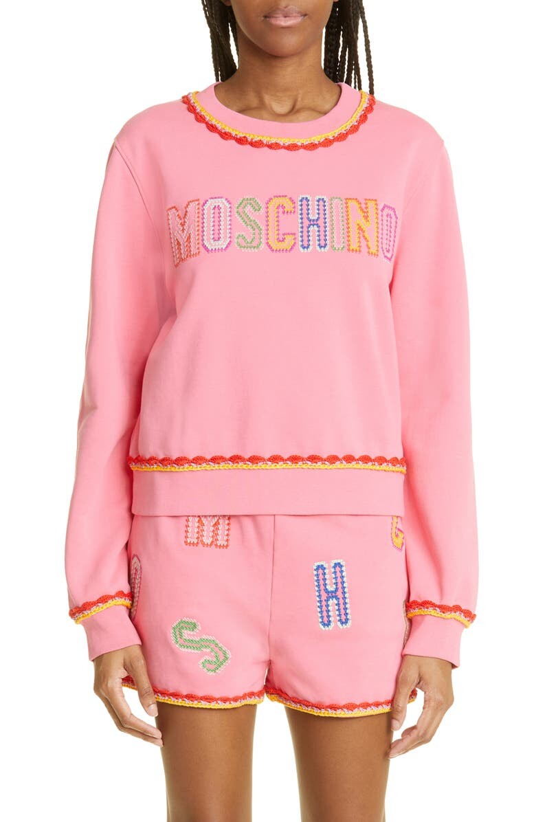 

Хлопковая толстовка из ткани френч терри с логотипом крючком MOSCHINO
